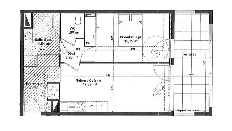 Appartement - 45 m² - 2 pièces