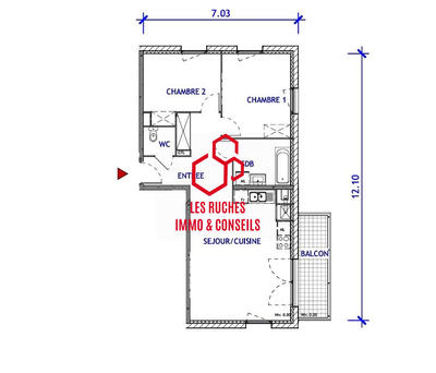 Appartement - 65 m² - 3 pièces