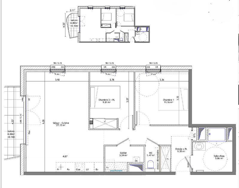 Appartement - 68 m² - 3 pièces