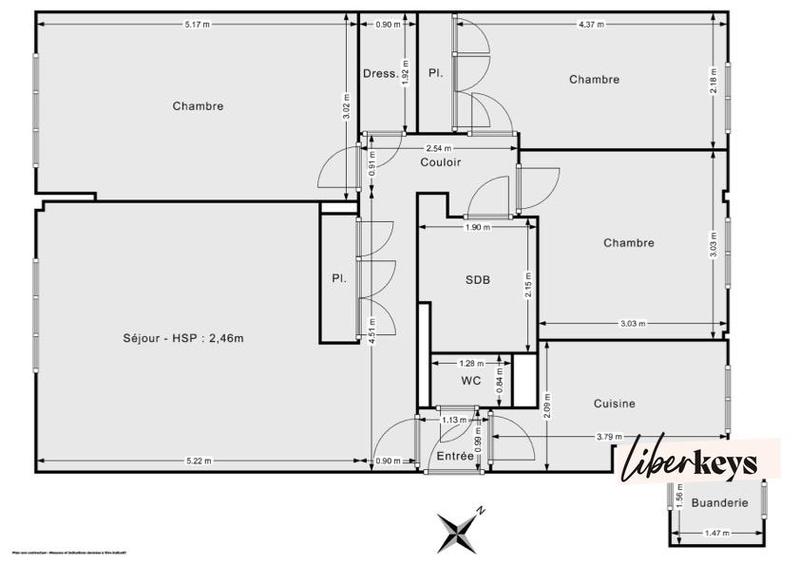 Appartement - 80 m² - 4 pièces