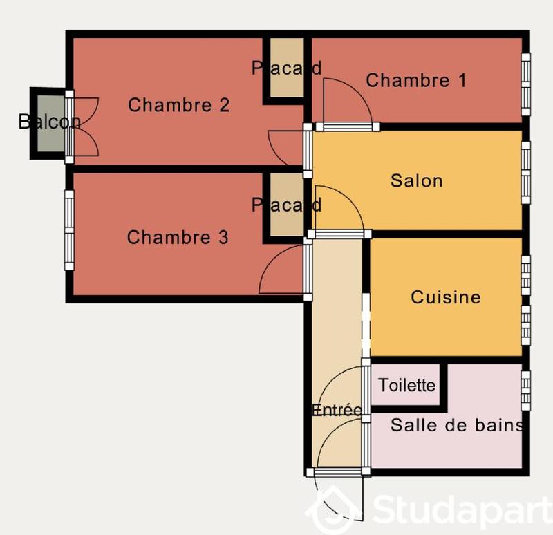 Chambre - 9 m² - 1 pièce