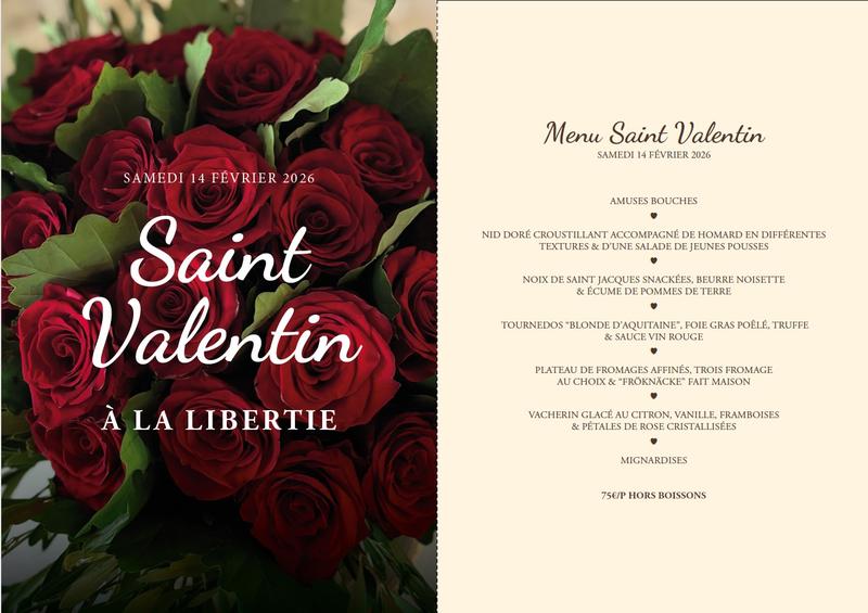 Menu Saint Valentin | Restaurant la Libertie