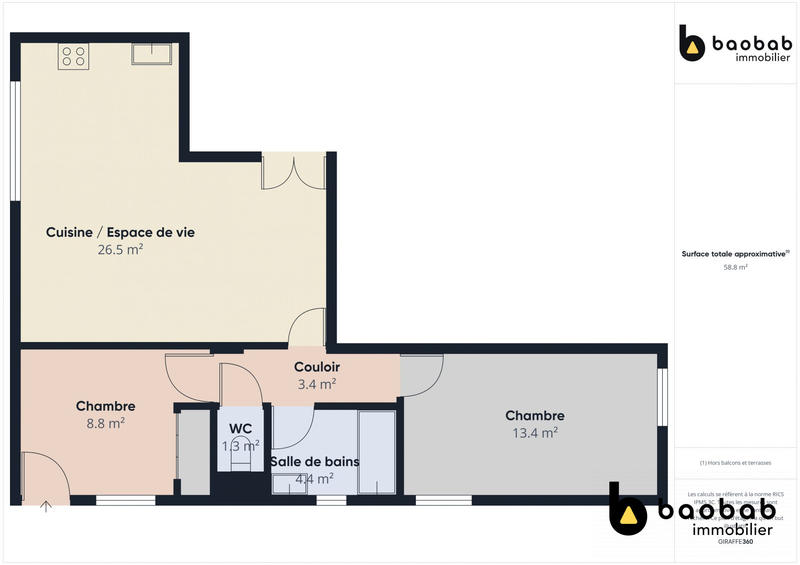 Appartement - 66 m² - 3 pièces