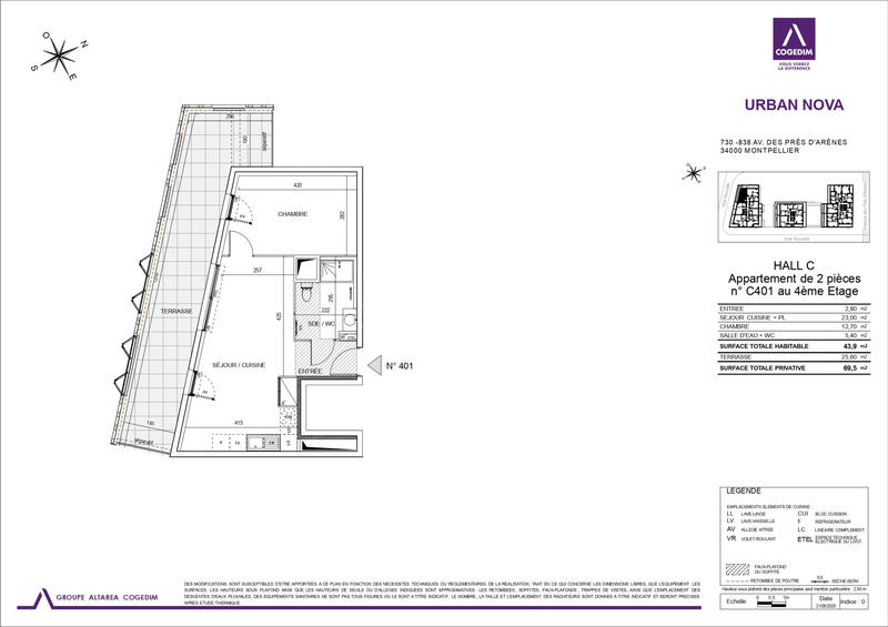 Appartement - 44 m² - 2 pièces