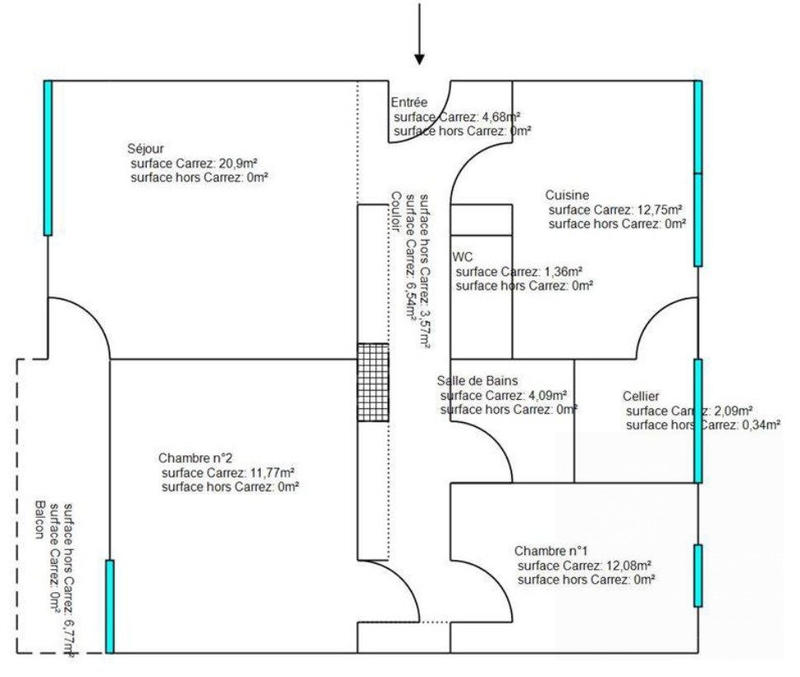 Appartement - 76 m² - 3 pièces