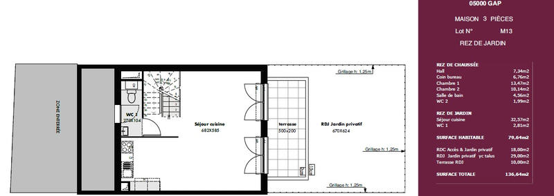 Maison - 80 m² - 3 pièces