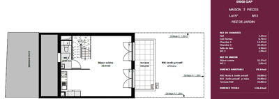 Maison - 80 m² - 3 pièces