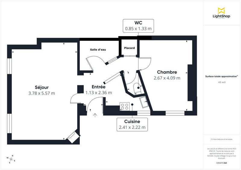 Appartement - 44 m² - 2 pièces