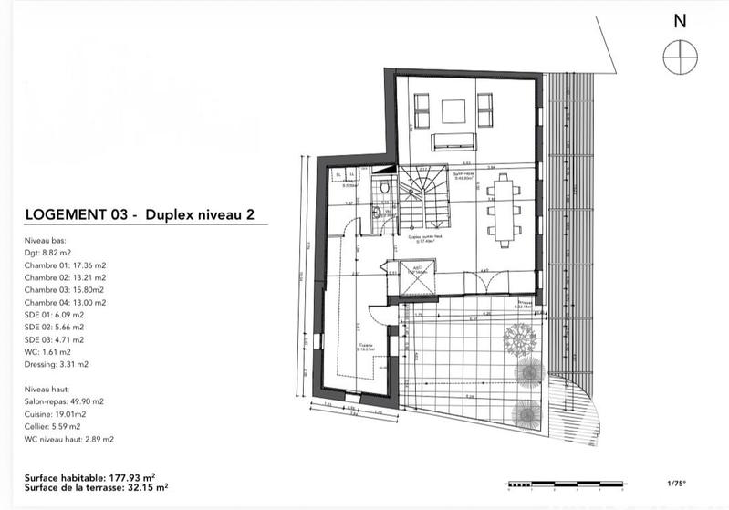 Duplex - 178 m² - 5 pièces
