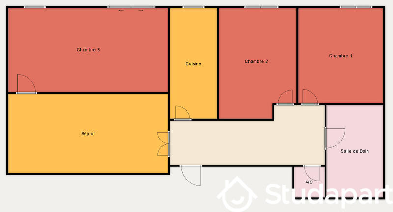 Chambre - 9 m² - 1 pièce