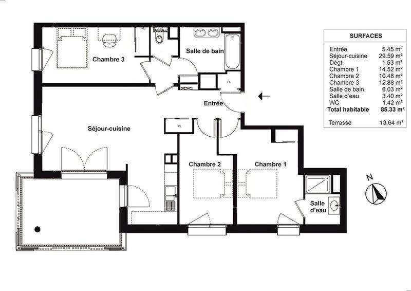 Appartement - 85 m² - 4 pièces