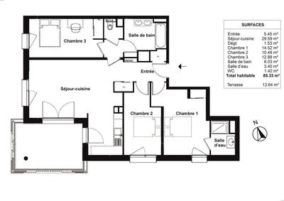 Appartement - 85 m² - 4 pièces