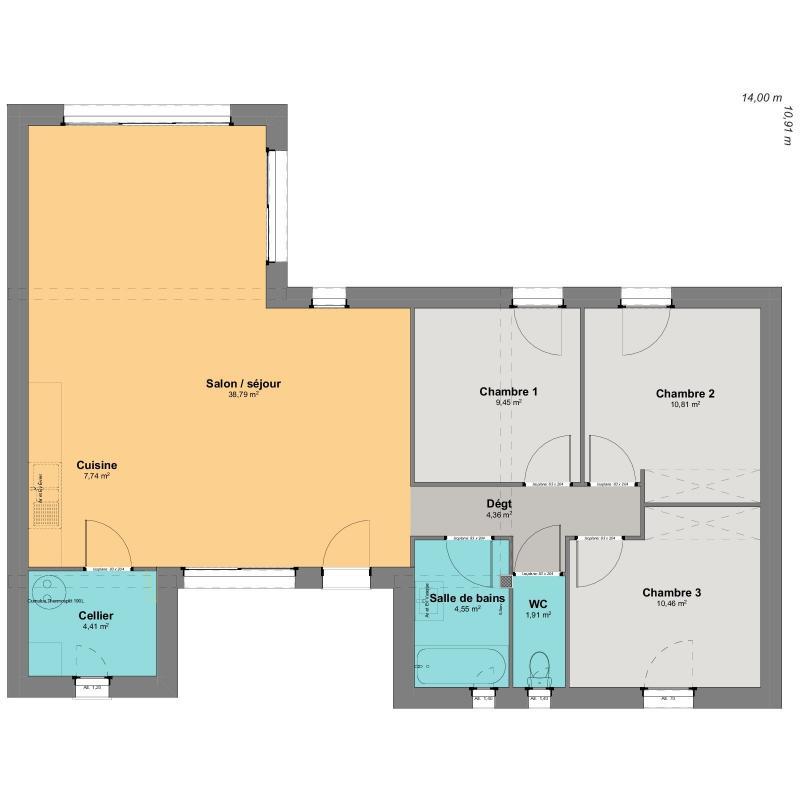 Maison - 92 m² - 5 pièces