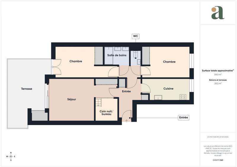 Appartement ancien - 68 m² - 3 pièces