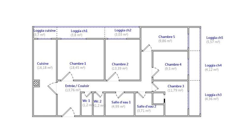 Appartement - 104 m² - 6 pièces