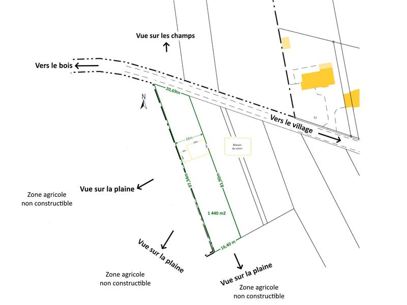 Terrain constructible - 1 440 m²