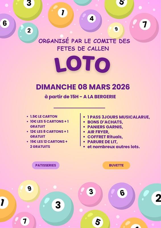 Loto du comité des fêtes de Callen