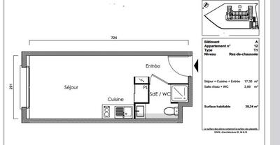 Appartement - 20 m² - 1 pièce