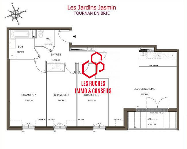 Appartement - 82 m² - 4 pièces