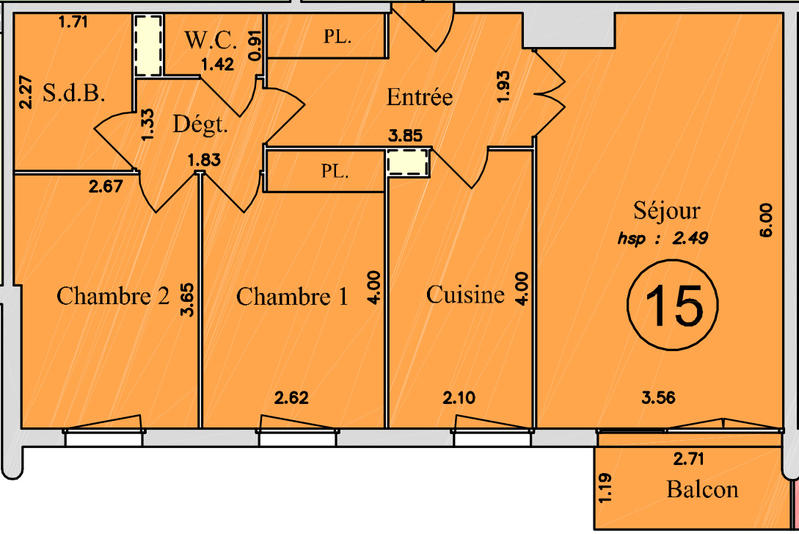 Appartement - 63 m² - 3 pièces