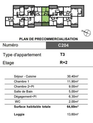 Appartement - 65 m² - 3 pièces
