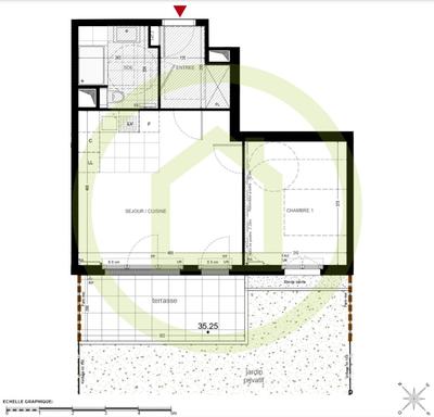 Appartement - 44 m² - 2 pièces