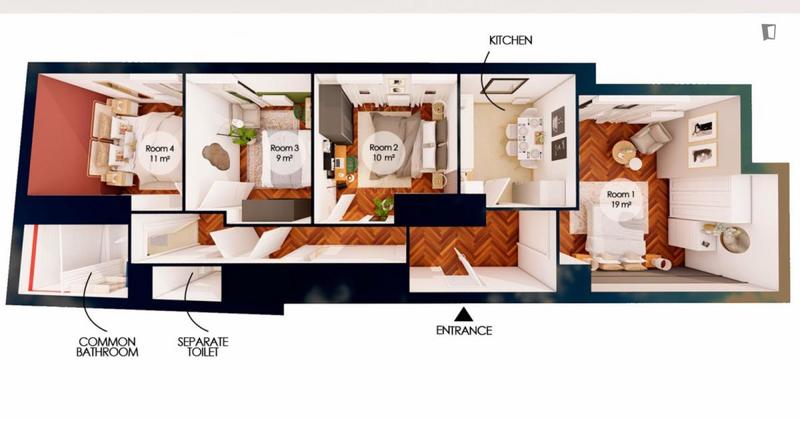 Chambre - 19 m² - 4 pièces