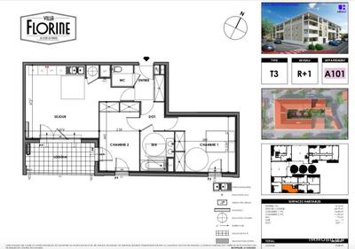 Appartement - 64 m² - 3 pièces