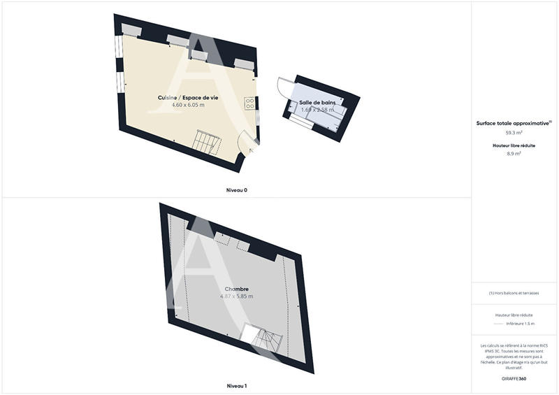Appartement - 50 m² - 2 pièces