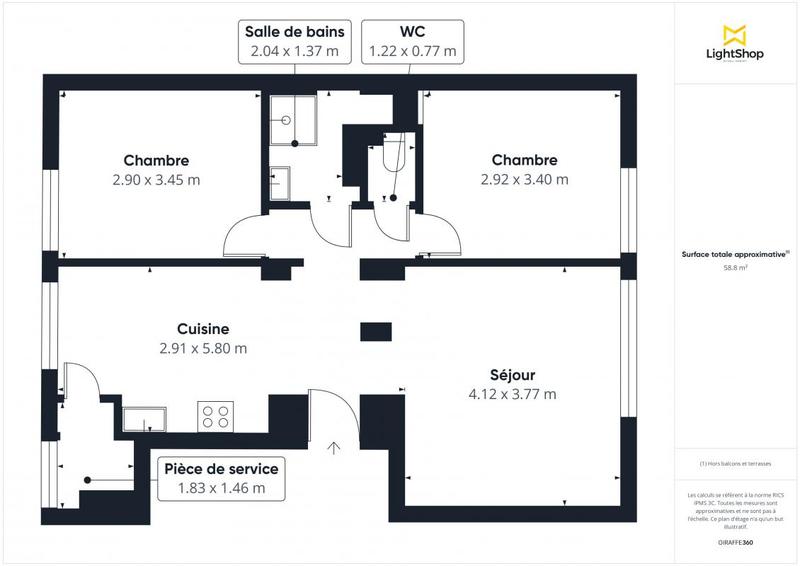 Appartement - 57 m² - 3 pièces