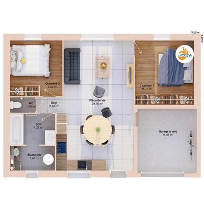 Maison - 61 m² - 4 pièces