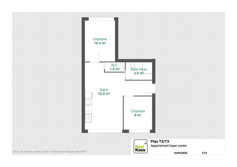 Appartement - 48 m² - 3 pièces