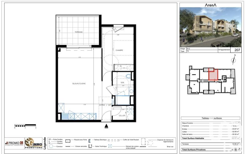 Appartement - 53 m² - 2 pièces