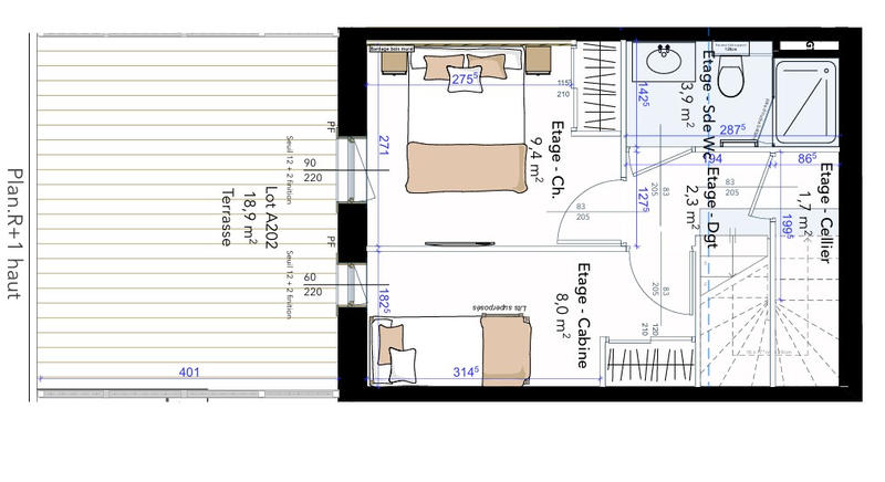 Appartement - 56 m² - 2 pièces