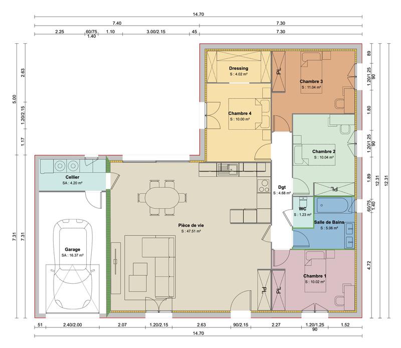 Maison - 85 m² - 4 pièces