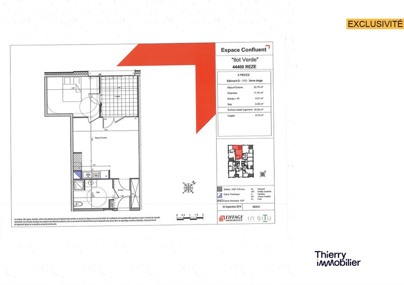 Appartement - 45 m² - 2 pièces
