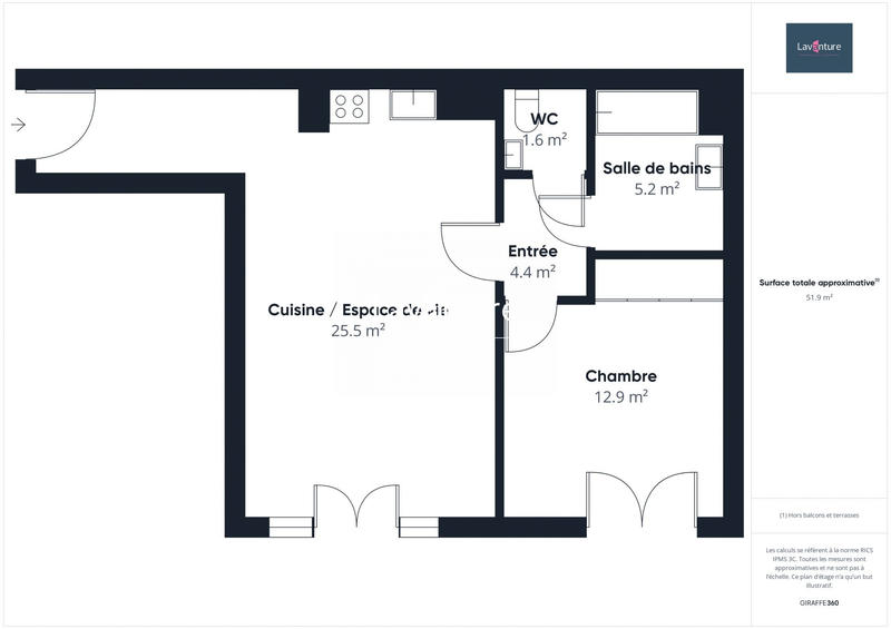 Appartement - 52 m² - 2 pièces