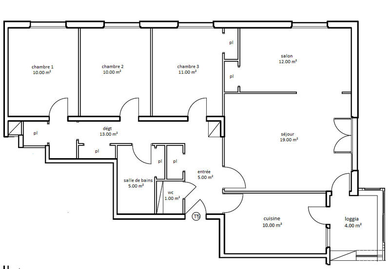 Appartement - 93 m² - 5 pièces