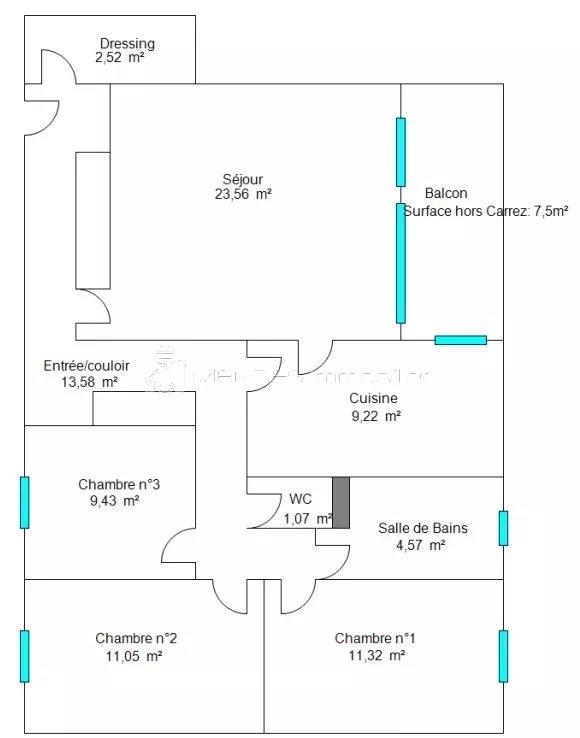 Appartement - 86 m² - 4 pièces