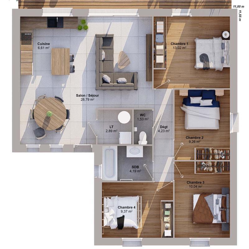 Maison - 90 m² - 6 pièces