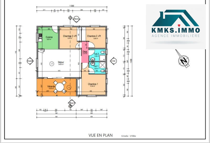 Maison - 76 m² - 4 pièces
