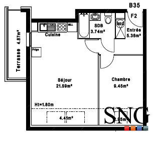Appartement - 41 m² - 2 pièces