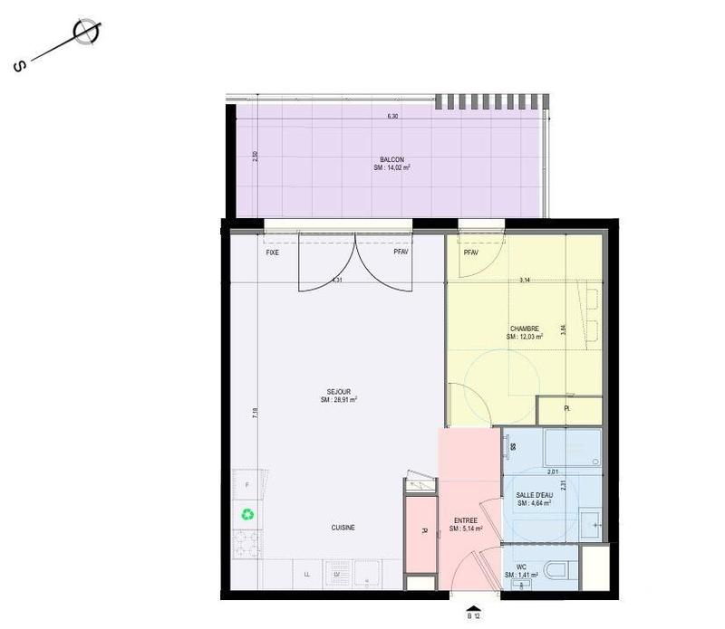 Appartement - 53 m² - 2 pièces