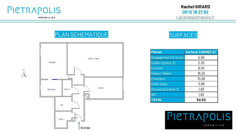 Appartement - 53 m² - 2 pièces