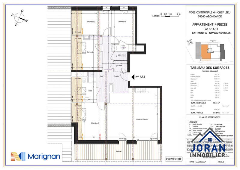 Appartement - 99 m² - 4 pièces
