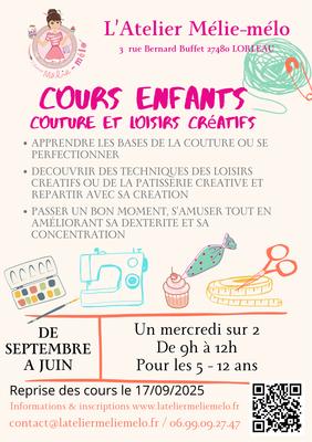 Cours réguliers pour enfants - couture et loisirs créatifs