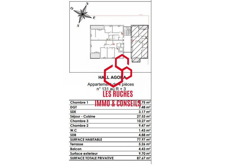 Appartement - 78 m² - 4 pièces