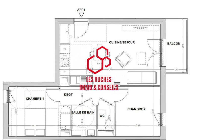 Appartement - 60 m² - 3 pièces