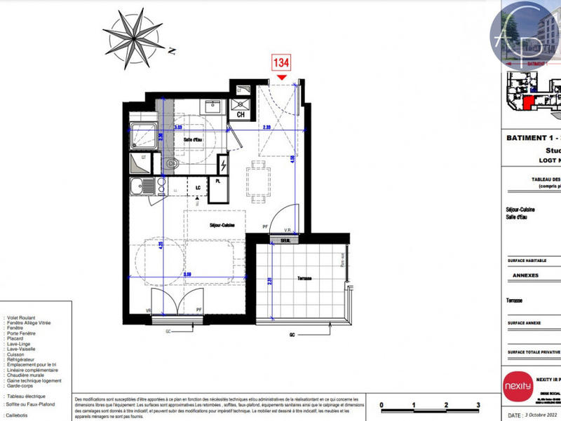 Appartement - 30 m² - 1 pièce