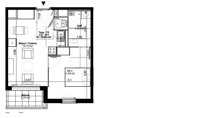 Appartement - 35 m² - 2 pièces